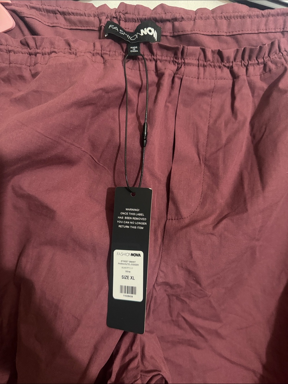 Fashion Nova Wine Elastic Waist Pull-On Pants